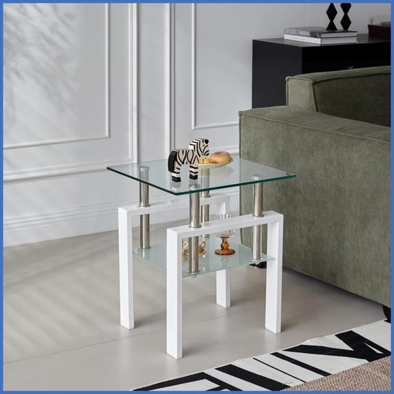 Space-Saving 2-Layer Tempered Glass Coffee Table for Small Spaces - Easy-Clean Transparent Living Room Design