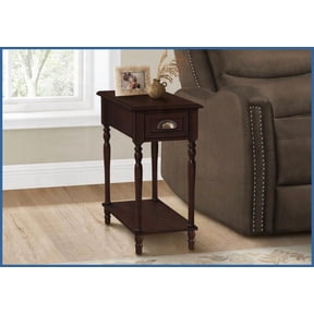 Space-Saving 2-Tier Coffee Table - Narrow Cherry Brown Veneer with Storage for Living Room & Bedroom