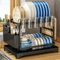 thumbnail image 1 of Space-Saving 2-Tier Rustproof Dish Rack with Utensil Holder & Drainboard - Optimize Kitchen Countertop Efficiency and Aesthetics, 1 of 4
