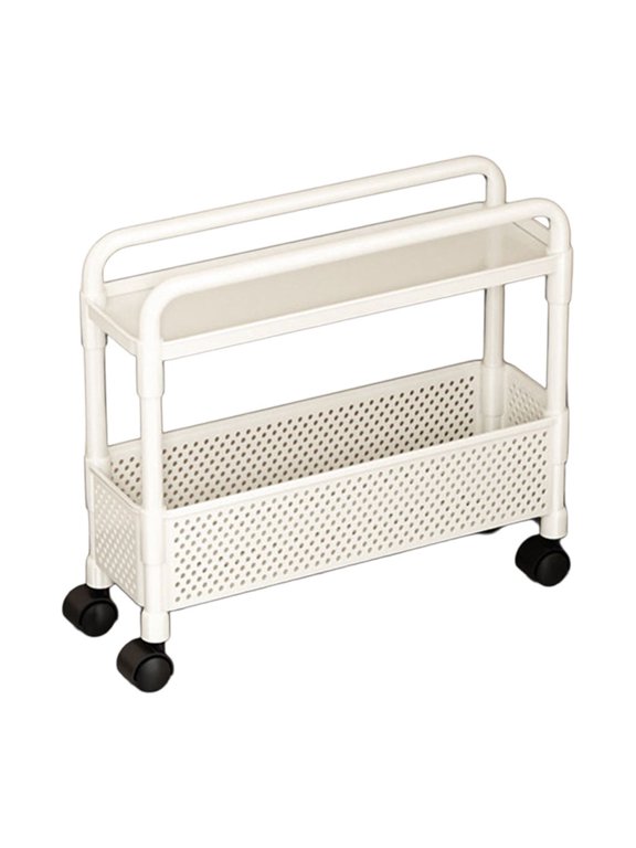 Space-Saving 2 Tier Slim Rolling Cart, Mobile Storage Organizer for Kitchen Pantry Snacks, Bathroom and Dorm Solution, Great for New Home Gift