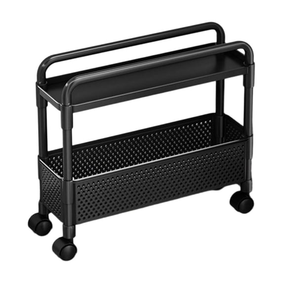 Space Saving 2 Tier Slim Rolling Cart, Mobile Storage Organizer for Kitchen Pantry Snacks, Bathroom and Dorm Solution, Great for New Home Gift