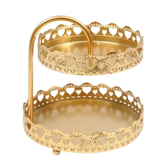 Space Saving 2 Tiers Snacks Tray Double Layer Iron Fruit Holder for Kitchen Countertop Storage Nonslip Base Basket
