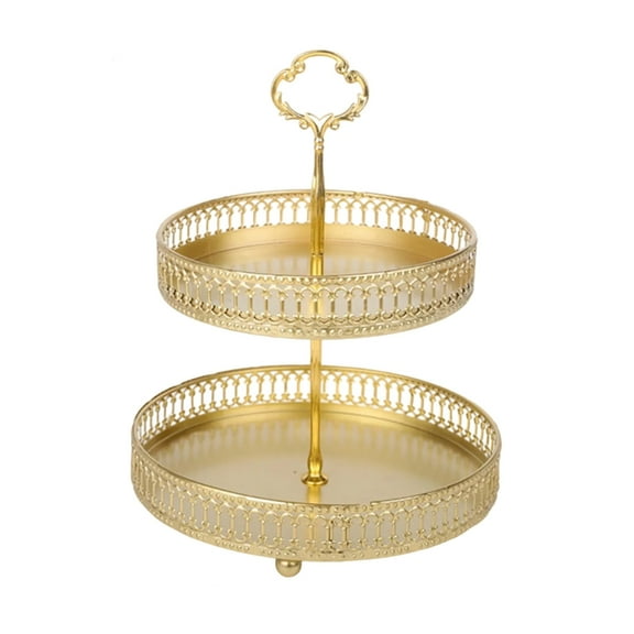 Space Saving 2 Tiers Snacks Tray Double Layer Iron Fruit Holder for Kitchen Countertop Storage Nonslip Base Basket