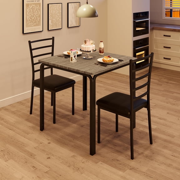 Space-Saving 3-Piece Modern Dining Table Set for 2 Ideal for Small Apartments or Breakfast Nooks