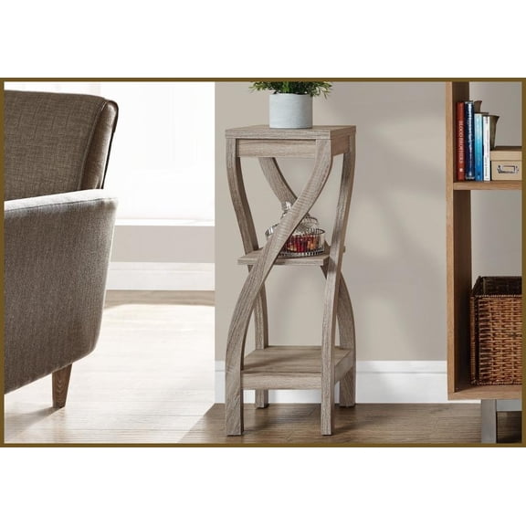 Space-Saving 3-Tier Coffee Table, Modern Brown Wood-Look Square Top for Living Room, Stable Curved Legs