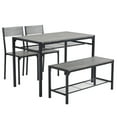 thumbnail image 1 of Space-Saving 4-Piece Dining Table Set, MDF Metal Frame Table with 2 Chairs and Bench, Storage Shelves Dining Set for Small Apartment Kitchen, 1 of 12