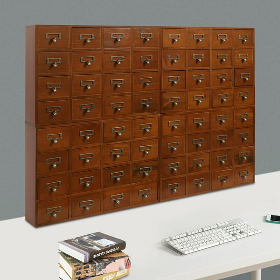 Space-Saving 4-Unit Drawer Organizer, 64 Drawers Total, 19.69x13.78in Each, No Assembly Required, Top Platform for Lamps/Books, Perfect for Living Rooms and Studies