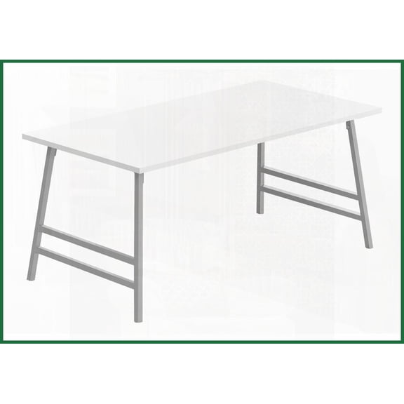 Space-Saving 40 Living Room Coffee Table Contemporary Retro Style, White Laminate & Grey Metal, Easy Assembly