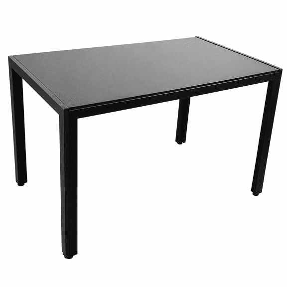 Space-Saving 47" Black Glass Dining Table- 8mm Tempered Top w/ Steel Frame, 154lb Capacity, Rounded Corners - Easy Assembly