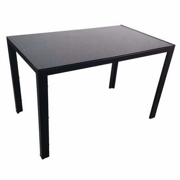 Space-Saving 47" Black Glass Dining Table- 8mm Tempered Top w/ Steel Frame, 154lb Capacity, Rounded Corners - Easy Assembly