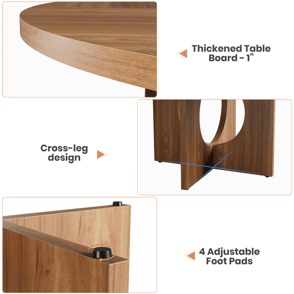 Space-Saving 47" Round Dining Table for 4-6 - Modern Kitchen & Living Room Furniture - Sturdy Wooden Pedestal Base - Ideal for Apartment, Brown - Color: Brown