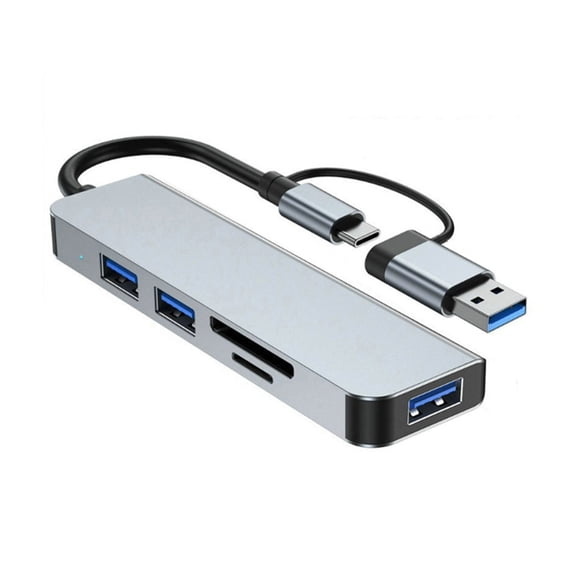 Speed 5 in 1 Aluminum USB Hub Speed USB Hub Upgrades for Multiple Device Connection & File Transfers