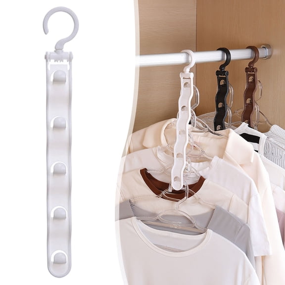 Space Saving 5 Slot Foldable Hanger Organizer, Multi Layer Vertical Clothes Hanger Hooks, Durable Wardrobe Hanger Extender, Practical Closet Space Saver for Organizing Shirts, Jackets