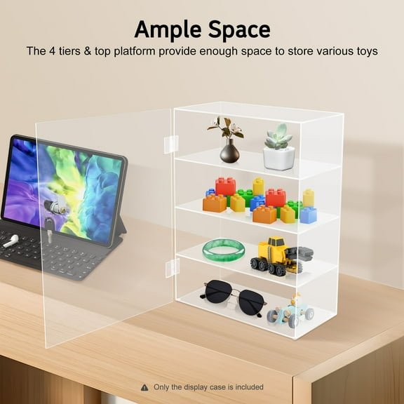 Space-Saving Acrylic Showcase, 4-Tier Countertop Display Case with Lock, 10cm Tier Height, Smooth Edges & No Assembly Needed, Ideal for Bakeries & Craft Fairs