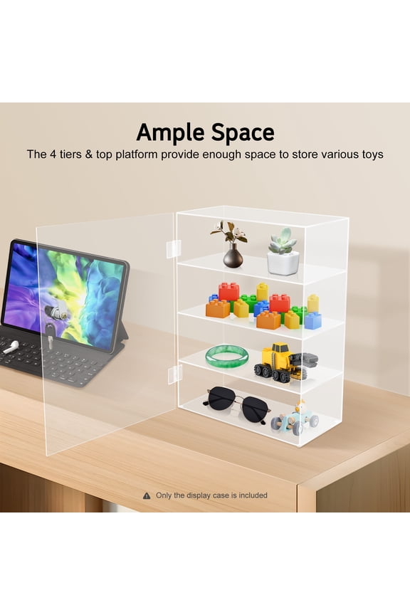 Space-Saving Acrylic Showcase, 4-Tier Countertop Display Case with Lock, 10cm Tier Height, Smooth Edges & No Assembly Needed, Ideal for Bakeries & Craft Fairs