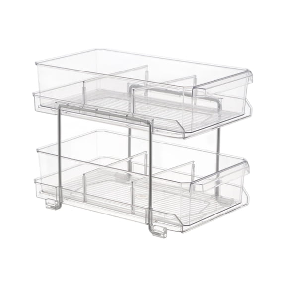 Space Saving Acrylic Under Sink Shelf Organizers Slide Out Clear Storage Container With Dividers Bathroom Storage Rack