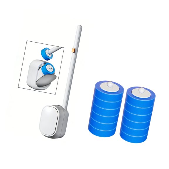 Space Saving Adhesive Mount Toilet Brush Set Auto Dissolving Cleaning Pad Upgrades for Spotless Sanitary Wares Surfaces