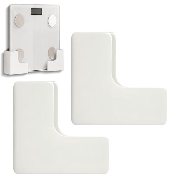 Space Saving Adhesive Wall Mount Scale Bracket Holder, Bathroom Organizer Rack for Digital Body Weight Scale and Body Fat Analyzer Scale,White*2