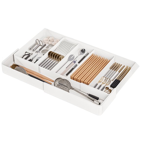 Space Saving Adjustable Drawer Organizers Practical Cutlery Storage Tray with Adjustable Compartments for Kitchen Drawer
