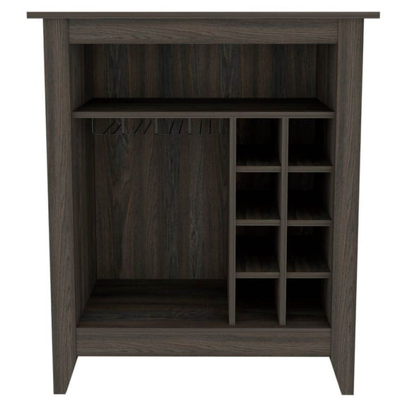 Space Saving Bar Cabinet with Wine Rack for Small Dining Room, 6 Bottle Storage, One Drawer, Brown Particle Board