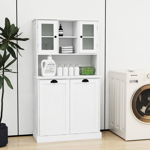Space-Saving Bathroom Laundry Cabinet / Maximize Storage Space