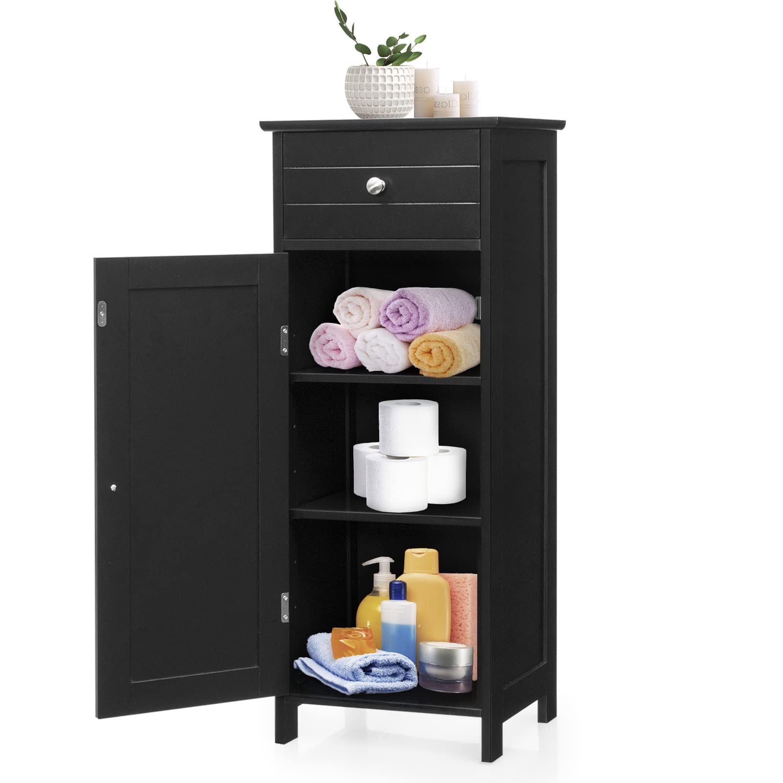 Fresh Look at Space Saving Bathroom Storage Cabinet Single Door Organizer With 3