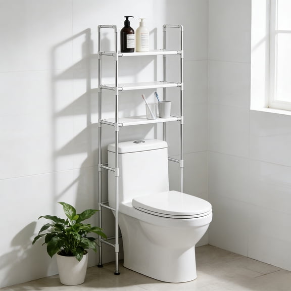 Space Saving Bathroom Storage Rack for Above Toilet 3 Tier Over Toilet Shelf Organizer with Iron Frame for Toiletries Towels and Daily Necessities Freestanding Organizer
