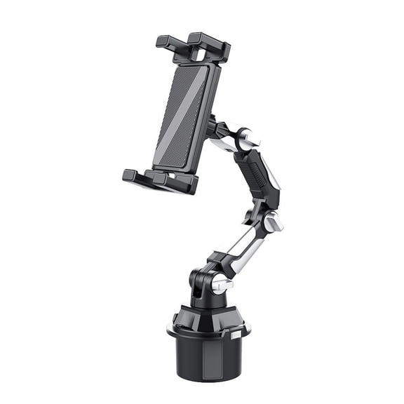 Space Saving Car Cup Holder Mount With Adjustable Phone Tablet Stand Foldable Design For Multiple Device Use