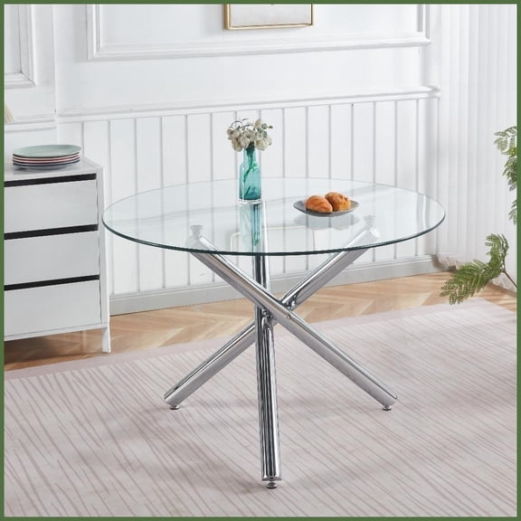 Space-Saving Chrome Coffee Table with Glass Top & Metal Legs  Easy-Clean & Stable