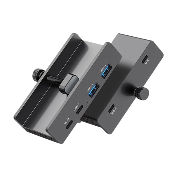 Space Saving Clip On USB Hub Provides 10Gbps Transfer Speed And Stable Energy For Multiple Devices On Clean Desktops