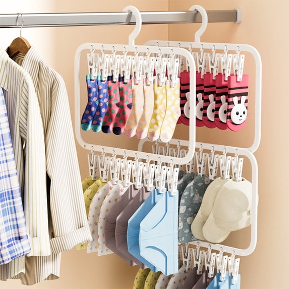 Space Saving Clip for Socks and Underwear Door Hanging Organizer with Strong Clamp for Windproof Drying and Traceless Storage Easy to Dry and Organize Clothes Drying Rack for Laundry Room Topliu
