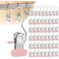 thumbnail image 1 of Space-Saving Clothes and Hat Storage Hook, Anti-Rust Clip Space-Saving Clothespin, Multipurpose Stainless Steel Hanger Clips, Hat Pants Storage Hanging Travel Hook (Pink, 50 pcs), 1 of 6