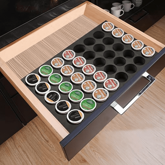 Space-Saving Coffee Pod Organizer Tray Compatible with Single-Serve K-Cups, Holds 40 Pods for Kitchen, Office, or Home, Dimensions 16.5 x 11 Inches