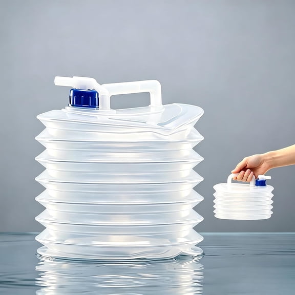 Space-Saving Collapsible Water Container with Spigot, BPA-Free Water Storage Jug, Foldable Portable Water Storage Container, Reusable Camping Water Storage Carrier for Hiking RV Picnic,2.6gal