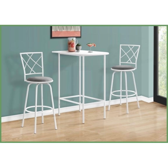 Space-Saving Contemporary Coffee Table for Small Kitchens, White Laminate & Metal, Sturdy Bar Height Design