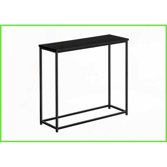 Space-Saving Contemporary Coffee Table with Black Laminate Top & Metal Frame - Stable for Entryway/Living Room