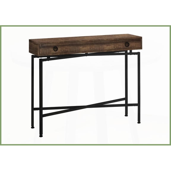 Space-Saving Contemporary Coffee Table with Storage Drawer, Brown Wood-Look & Black Metal for Living Room