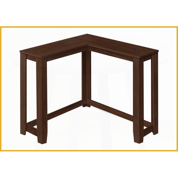 Space-Saving Contemporary Corner Coffee Table, Brown Laminate Accent Table for Entryway/Bedroom with Two-Tier Storage