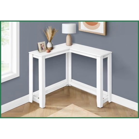 Space-Saving Contemporary White Laminate Coffee Table for Living Room & Bedroom, Narrow Corner Design