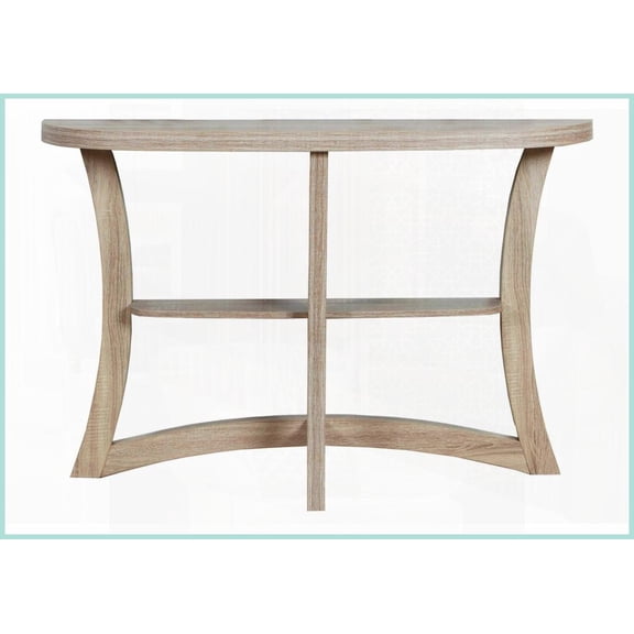 Space-Saving Contemporary Wood-Look Half Moon Coffee Table for Living Room, Sturdy Curved Base