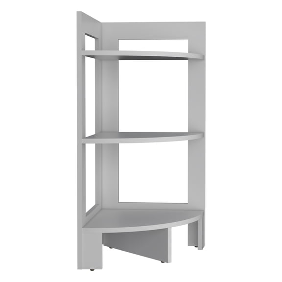 Space Saving Corner 3-Tier Shelf Side Table 31.7 High, Sofa Table with Tray Top for Living Room, White Particle Board