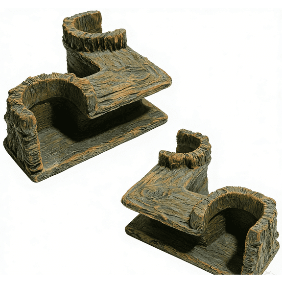 Space-Saving Corner Aquarium Hideout - 2-Hole Resin Fish Cave for Small Fish & Shrimp - BPA-Free Natural Stone Texture Decor - Perfect Breeding & Resting Spot for Guppies and Bettas