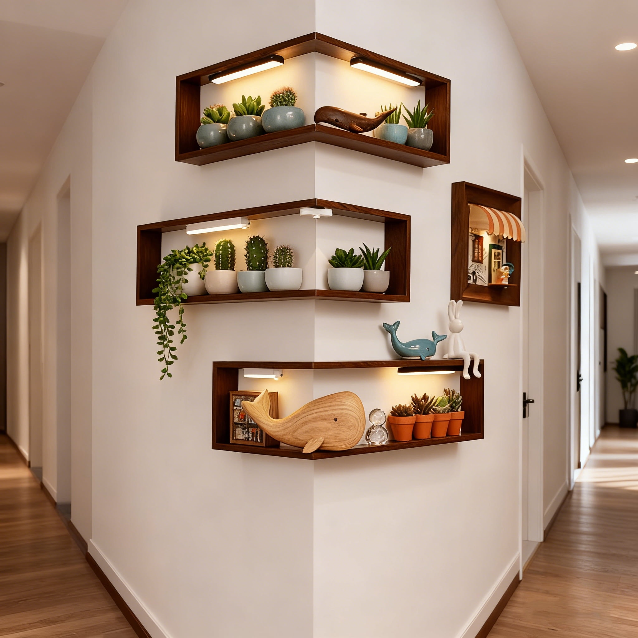 Space-Saving Corner Shelves, Floating Shelves Unit, Two-Tier Storage, Modern Design, Wall Mounted Storage, for Living Room, Bedroom, Office, Easy Installation [Only 1pc]