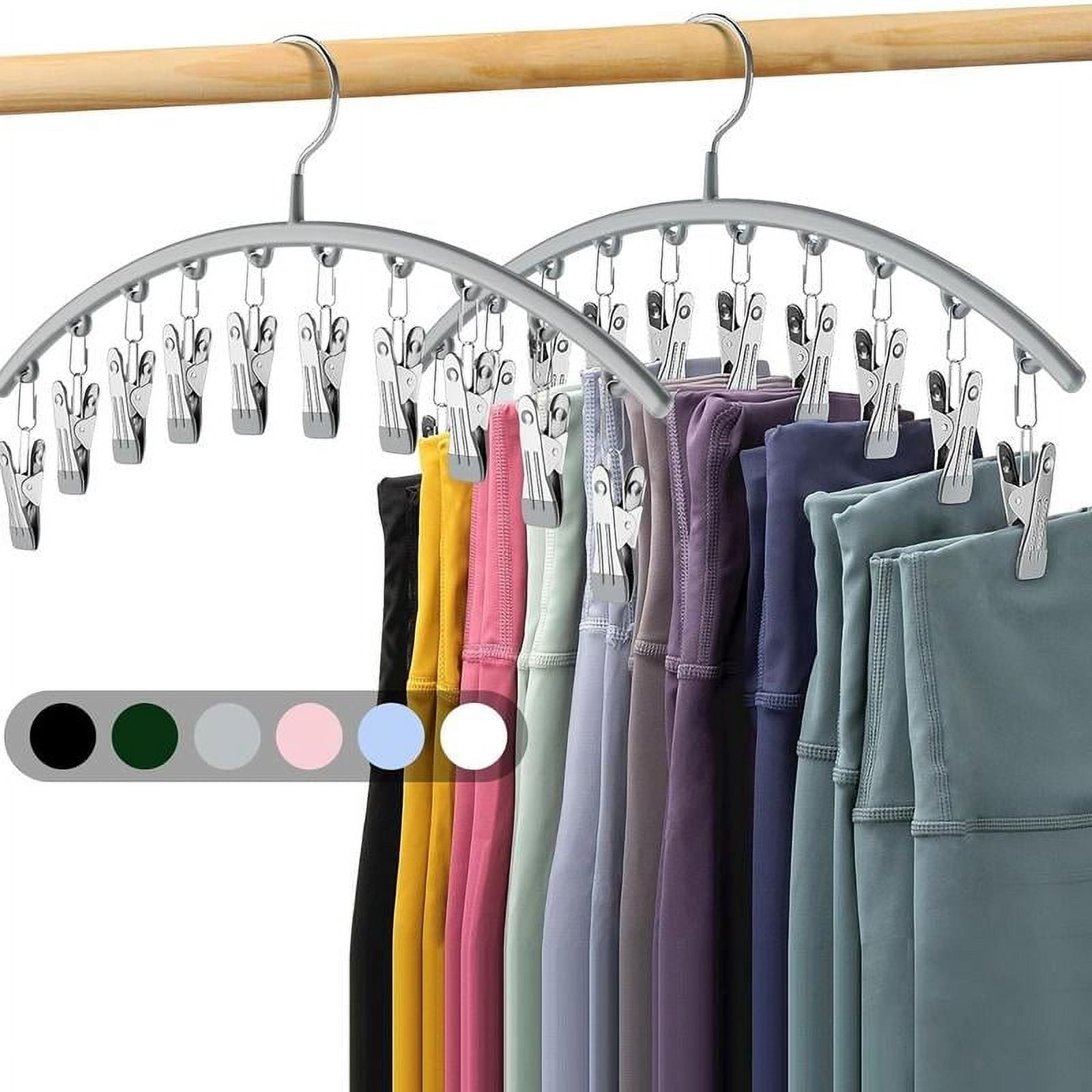 CXGFVRE 2 Pack Tank Top Hanger & 2 Pack Legging Organizers – 20 Clips, Steel, Space-Saving Closet Storage
