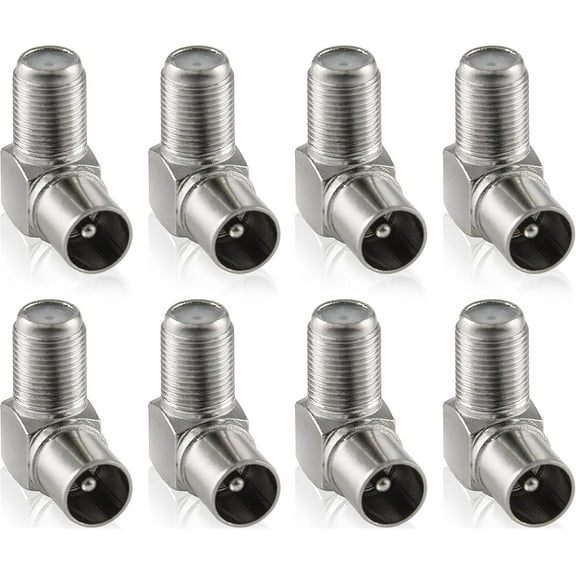 Space Saving Design Coaxial Cable Adapter for Right Angle Connector, Nickel Plated Wall Mounted Installation for Low Signal Loss and Easy Cable Routing (Pack of 2)