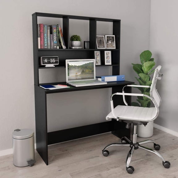 Space-Saving Desk with Shelves for Home Office