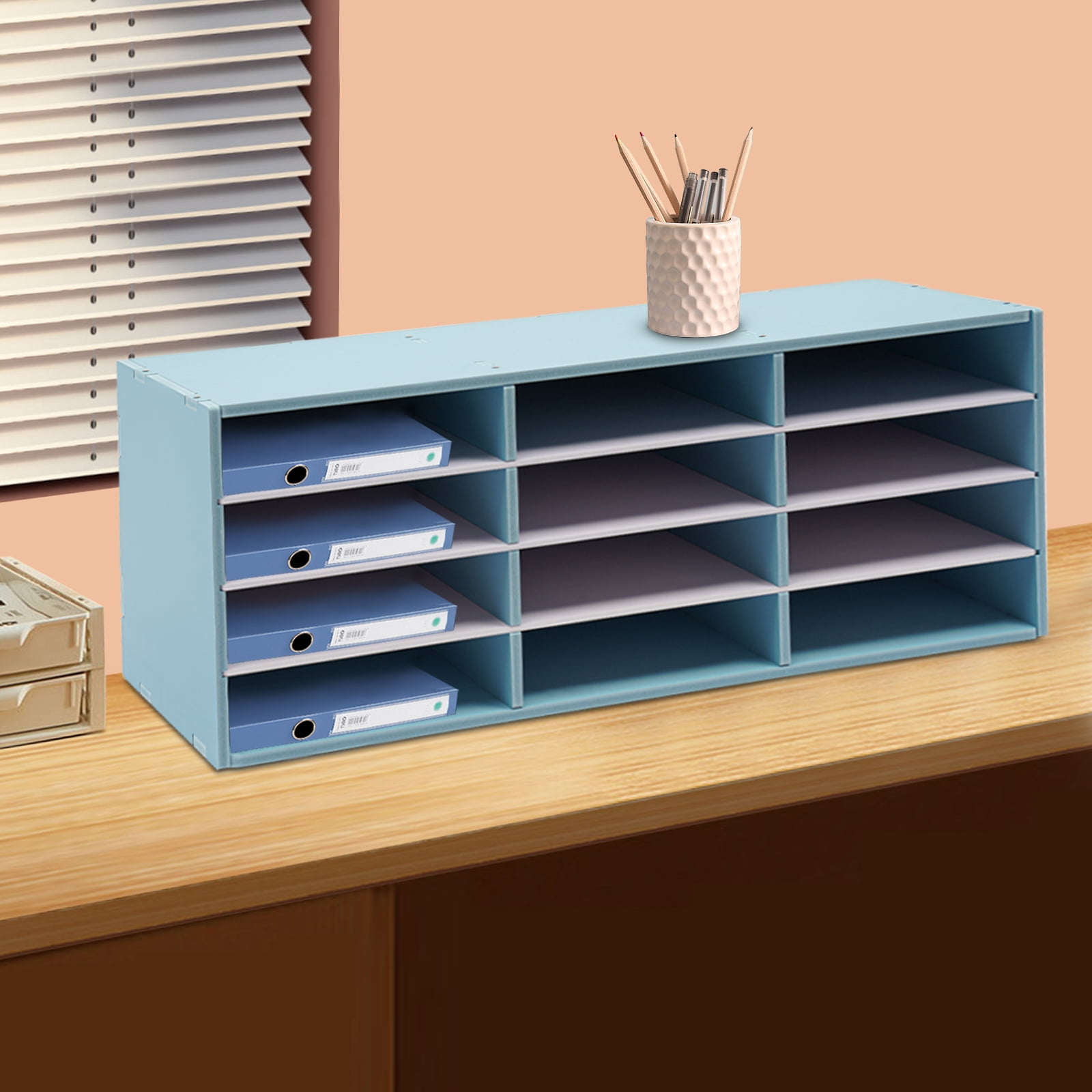 Space-Saving Desktop File Organizer with 12 Slots, 4 Tiers, and ...