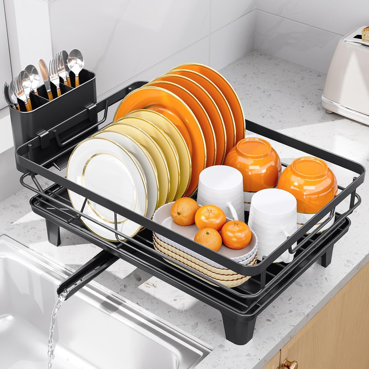 Space-Saving Dish Drying Rack, Multifunctional Dish Rack for Kitchen ...