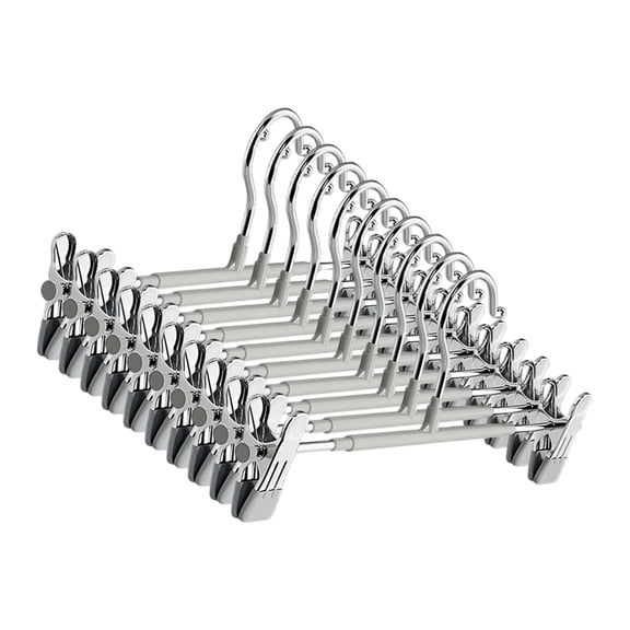 Space Saving Expandable Stainless Steel Pants Hangers With Nonslip Grips For Family Laundry Drying Racks