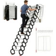 thumbnail image 1 of Space-Saving Foldable Attic Ladder, with 1102 lb Capacity, Wall-Mounted 12-Step Alloy Steel Pull-Down System, Adjustable 9.5-10.17ft Collapsible Attic Access Ladder, 1 of 16